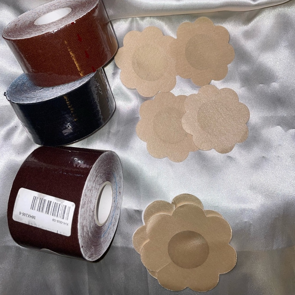 Beige Flower Nipple Covers and Tape Set
